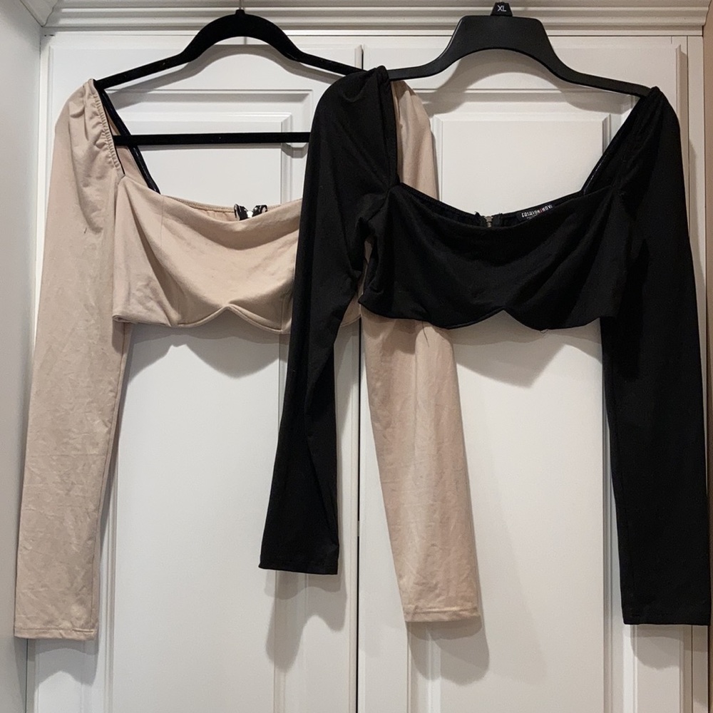 NWOT 2 Fashion Nova XL long sleeve crop tops